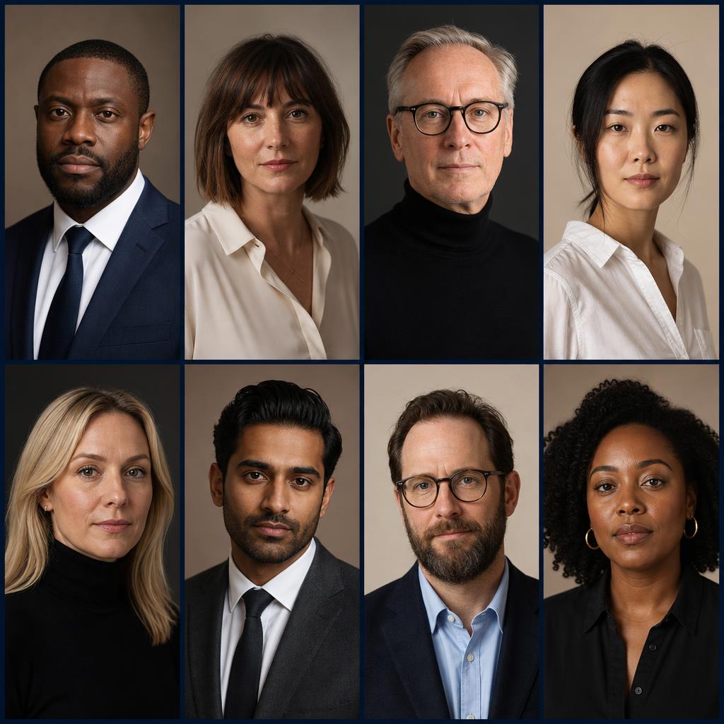 A collage of professional AI-generated headshots